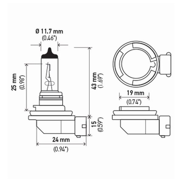 H11 Halogen 24 Volt White Single